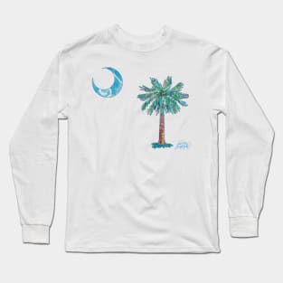 Palmetto Tree and Moon by Jan Marvin Long Sleeve T-Shirt